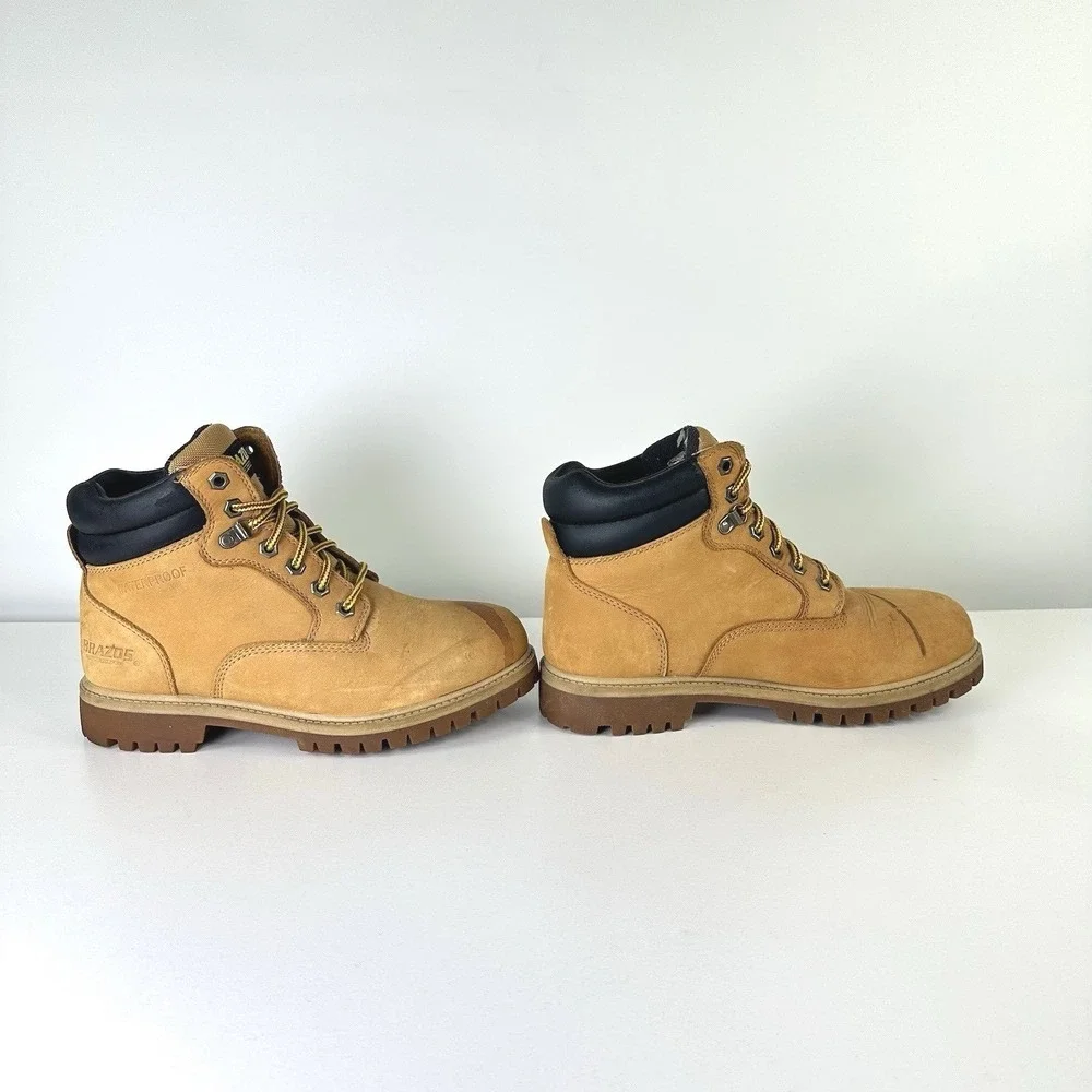 Brazos Work Force Steel‎ Toe Nubuck Leather Lace Up Waterproof Boots Men's 8.5D